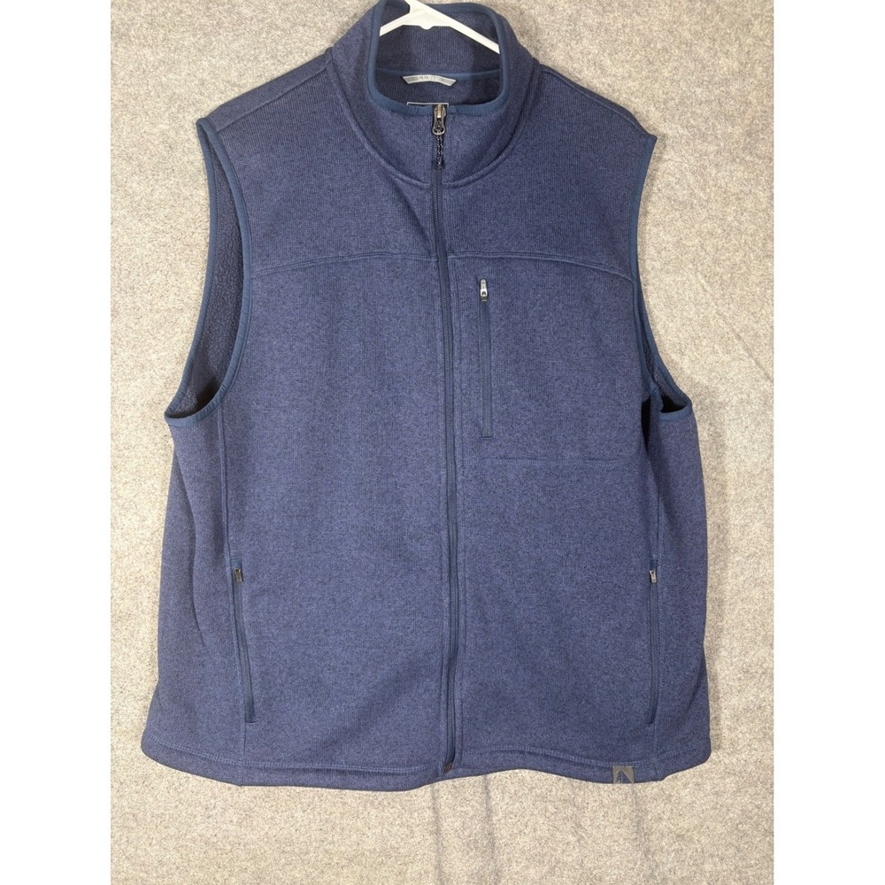 LL Bean Sweater Fleece Vest Mens XL Reg Blue Full Zip 500276 Slightly Fitted
